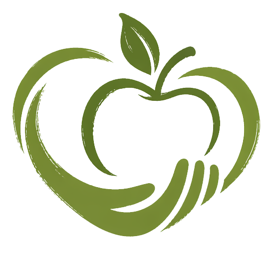 Stilisierter Apfel als Symbol für Lebensmittelrettung
